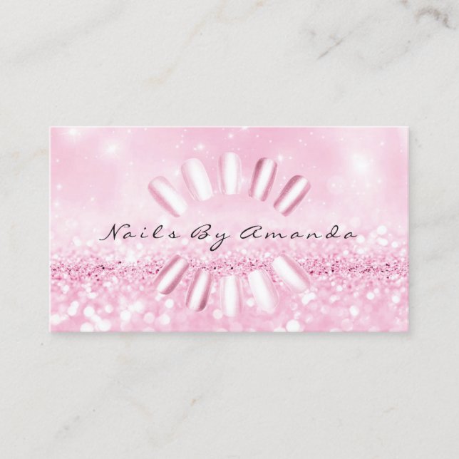 Nails Artist Manicure Glitter Pink Appointment Card (Front)