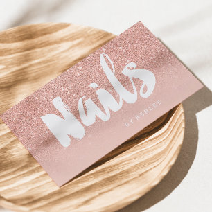 Nails artist modern typography blush rose gold business card
