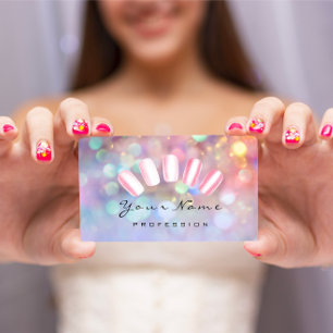 Nails Artist Pink Wow Manicure Pedicure Holograph Business Card