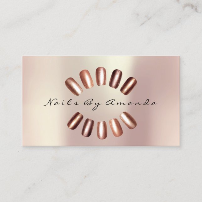 Nails Artist Spark Pearly Rose Gold Bronze Shine Business Card (Front)