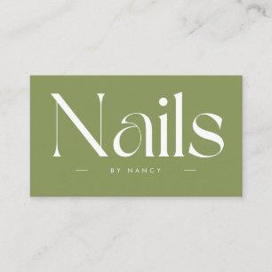 Nails Bold Typography Sage Green  Business Card