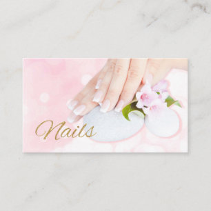 Nails Business Cards Manicure Minimalist Pink Gold