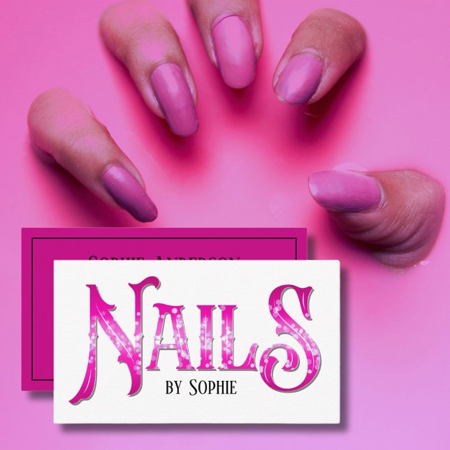 Nails by Typography Hot Pink Business Card (Creator Uploaded)