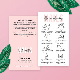 Nails Care Instructions Feminine Pink Manicure Business Card