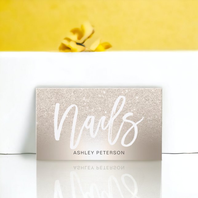 Nails chic gold glitter ombre metallic foil business card (Nails chic gold glitter ombre metallic foil business card)