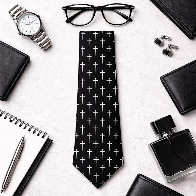 Nails Cross Modern Black Pastor Neck Tie (Creator Uploaded)