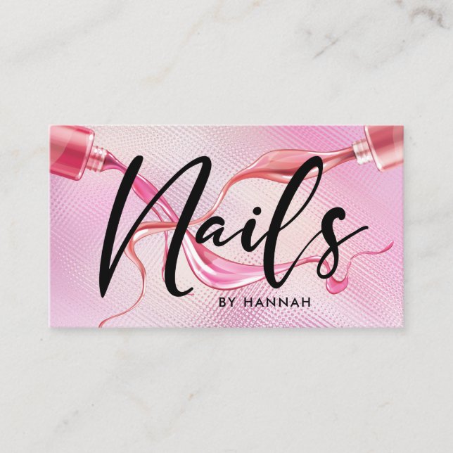 Nails Holographic Typography  Business Card (Front)