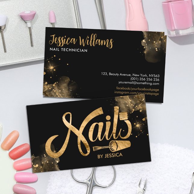 Nails Logo graphic - Golden Texture Business Card (Creator Uploaded)