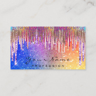Nails  Makeup Artist Holograph Drip Glitter Rainbo Business Card