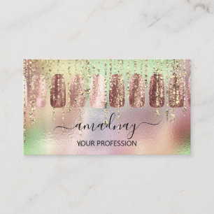 Nails Makeup Artist Holograph Manicure Drips Business Card