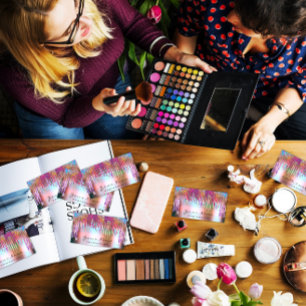 Nails Makeup Artist Holograph Rose Purple Glitter Business Card