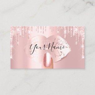 Nails Manicure Makeup Artist Rose Drips Kiss Lips Business Card