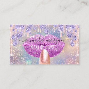 Nails Manicure Makeup Holograph Lips Glitter Kiss Business Card