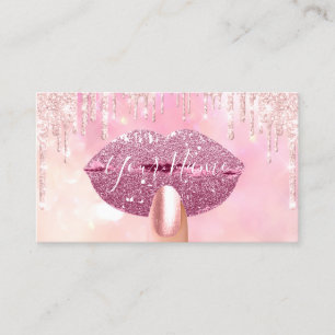 Nails Manicure Makeup Pink  Drips Kiss Lips Business Card