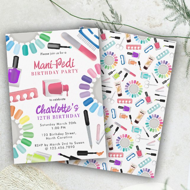 Nails Manicure Pedicure Mani Pedi Girls Birthday Invitation (Nails Manicure Pedicure Mani Pedi Girls Birthday Invitation)