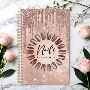 Nails Modern Rose Gold Glitter Drips Appointments Planner