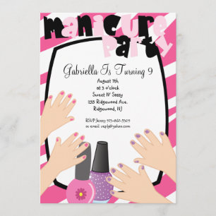 Nails, Nails, Nails Manicure Spa Birthday Party Invitation