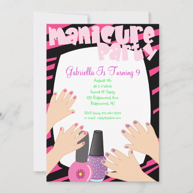 Nails, Nails, Nails Manicure Spa Birthday Party Invitation (Front)
