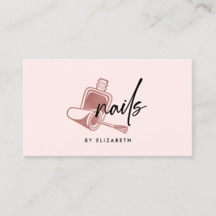Nails Rose Gold & Black  Business Card