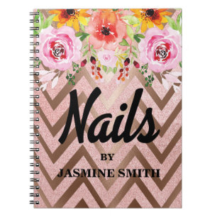 Nails Rose Gold Glitter Appointment Planner Notebook