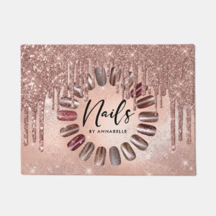 Nails Rose Gold Typography Doormat