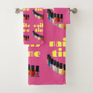 nails salon decorating style bath towel set