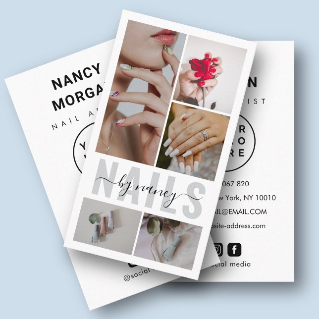 Nails Script Typography 5 Photo Collage Logo  Business Card (Creator Uploaded)