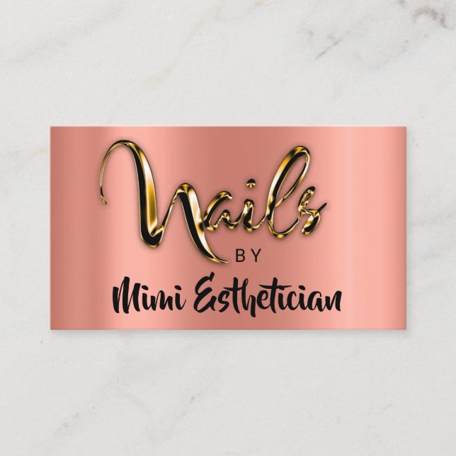 Nails Studio Artist Nails Script Logo Rose VIP Business Card (Front)