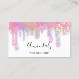 Nails Studio Beauty Logo Drips Holograph White Business Card