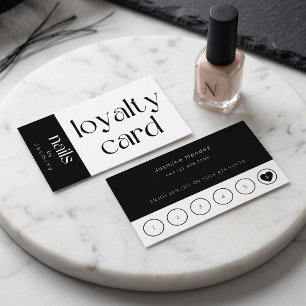 Nails Studio Black And White Client Loyalty Card