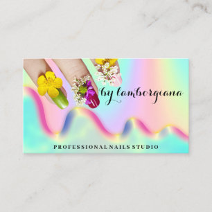 Nails Studio Logo Holograph QR Code Mermaid Business Card