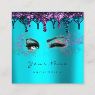 Nails Wax Eyelash Depilation Blue Turquoise Square Business Card