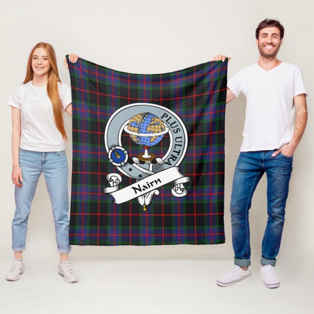 Nairn Clan Badge Tartan Plaid Fleece Blanket (In Situ)