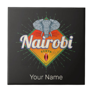 Nairobi Capital Kenya Elephant Vintage Africa Ceramic Tile