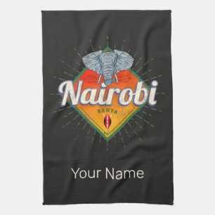 Nairobi Capital Kenya Elephant Vintage Africa Tea Towel