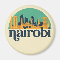 Nairobi Kenya City Skyline Retro Cityscape Art