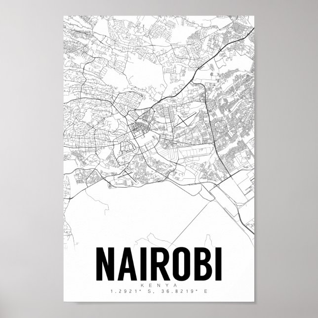 Nairobi Kenya Minimalist Map Art Poster (Front)