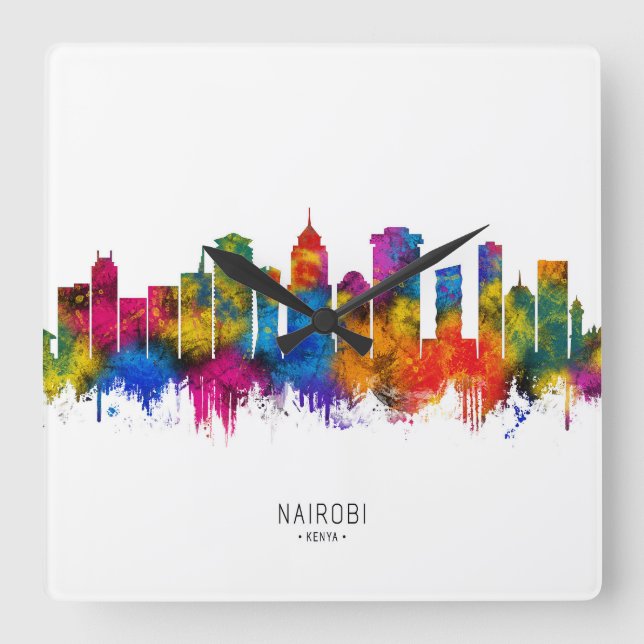 Nairobi Kenya Skyline Square Wall Clock (Front)