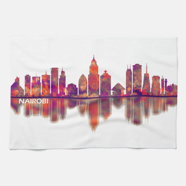 Nairobi Kenya Skyline Tea Towel (Horizontal)