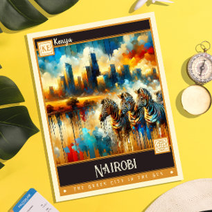 Nairobi, Kenya Vintage Painting Postcard