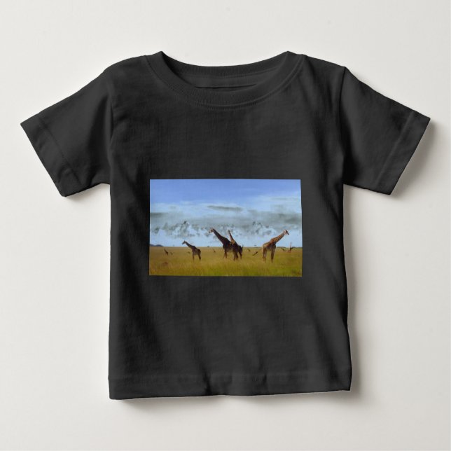 Nairobi National Park Giraffe Design Baby T-Shirt (Front)