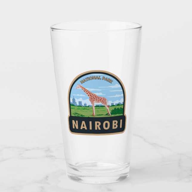 Nairobi National Park Giraffe Travel Art Vintage Glass (Front)