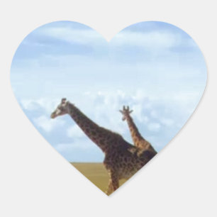 Nairobi National Park Giraffes Heart Sticker