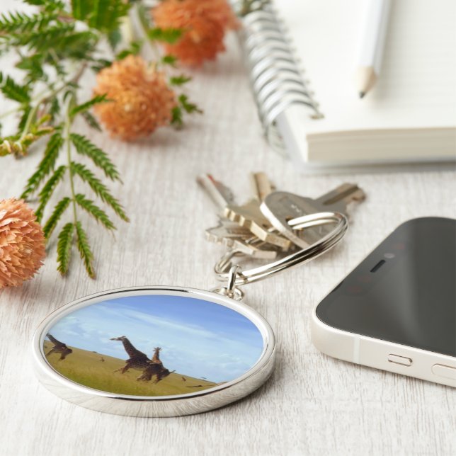 Nairobi National Park Giraffes Key Ring (Side)