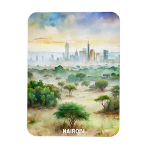 Nairobi National Park Watercolor Painting Magnet