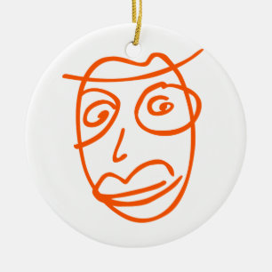 Naive artistic illustration ceramic ornament