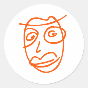 Naive artistic illustration classic round sticker