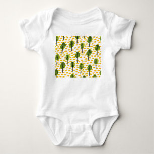Naive Green Black Tree Pattern Baby Bodysuit