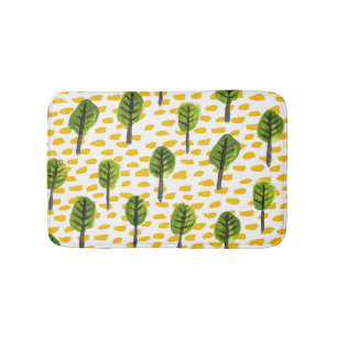 Naive Green Black Tree Pattern Bath Mat