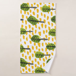 Naive Green Black Tree Pattern Bath Towel